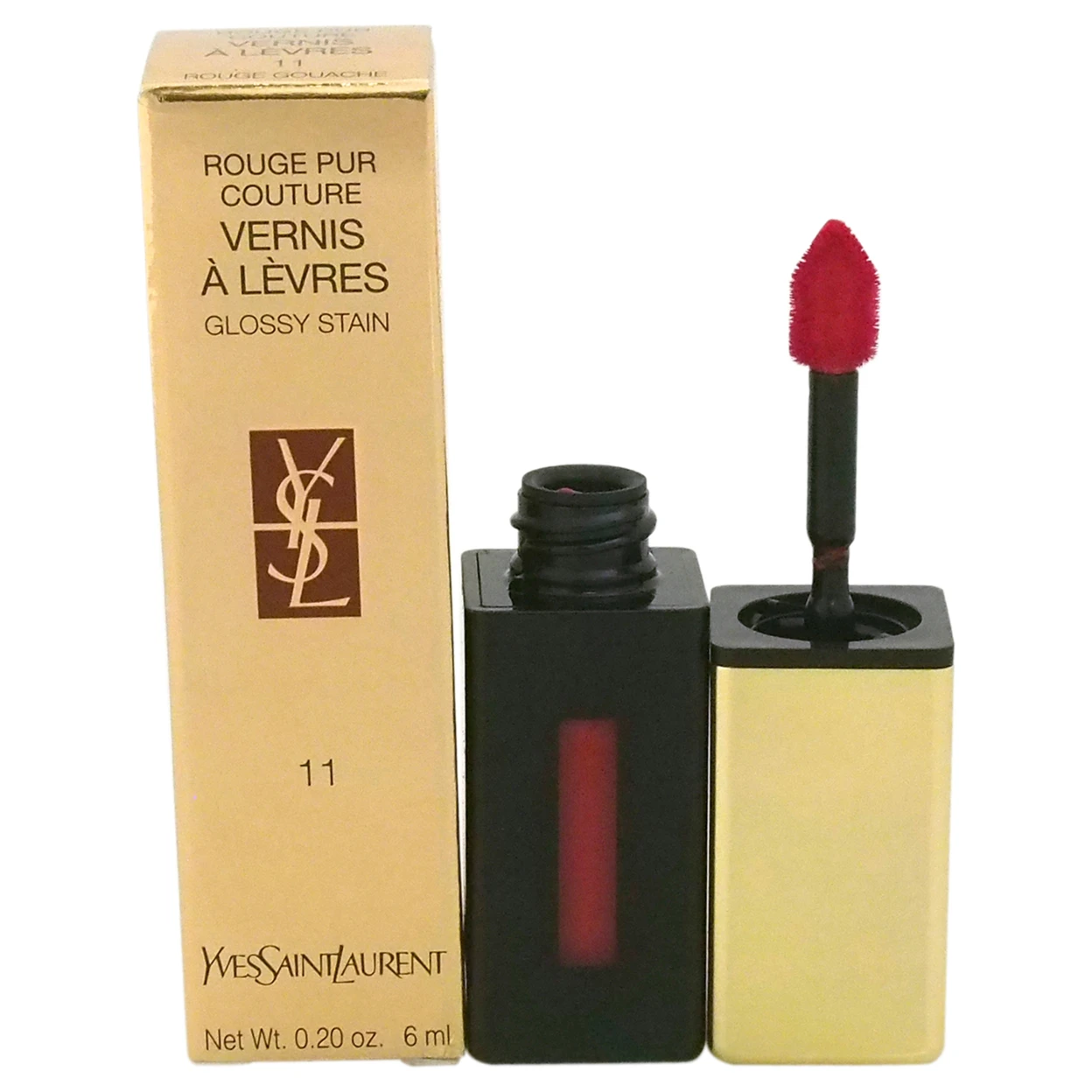 Rouge Pur Couture Vernis A Levres глянцевое пятно #11 гуашь Yves Saint Laurent Для женщин 0 2 oz Блеск для