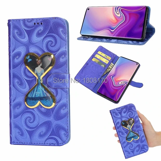 Кожаный чехол кошелек C ku с жидким песком и стеклом для Samsung Galaxy S10 Plus S10E Huawei P30 Pro