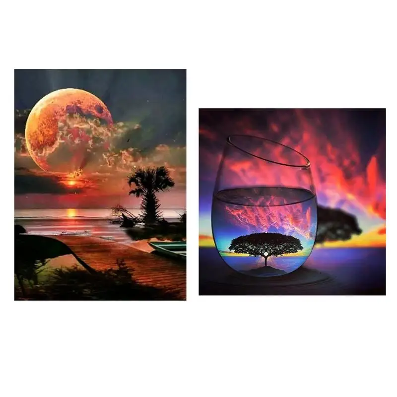New DIY Diamond Painting Sunset Sunflower Dog Wolf Tiger Pattern Full Modern Home Decoration Living Room Mural Paintings | Дом и сад