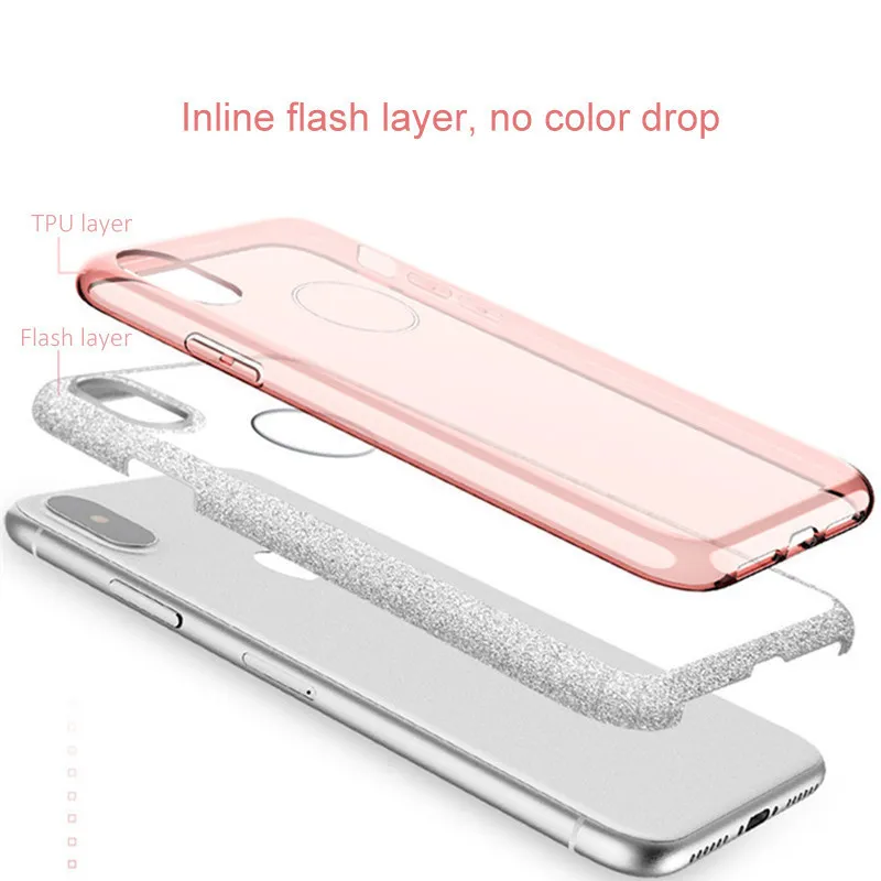 Чехол для Iphone 7 чехлы 6 6s 8 Plus блестящий прозрачный мягкий чехол из ТПУ X XR XS
