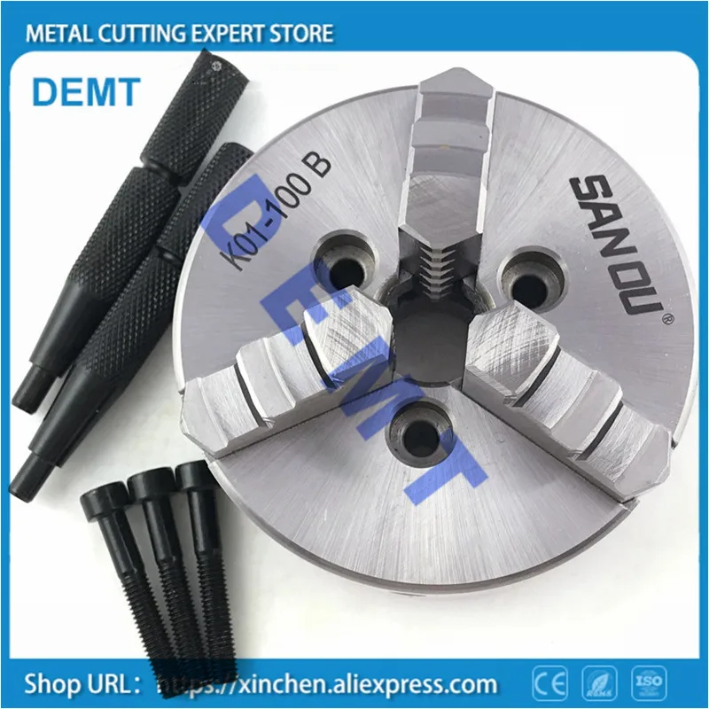 

K01-100B 3-jaw chuck 3 inch linkage,manual chuck threaded hole fou mini lathe woodworking, machine tool accessories