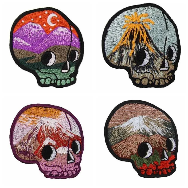 Изящные Красочные нашивки с изображением звездного неба и черепа Вышитые