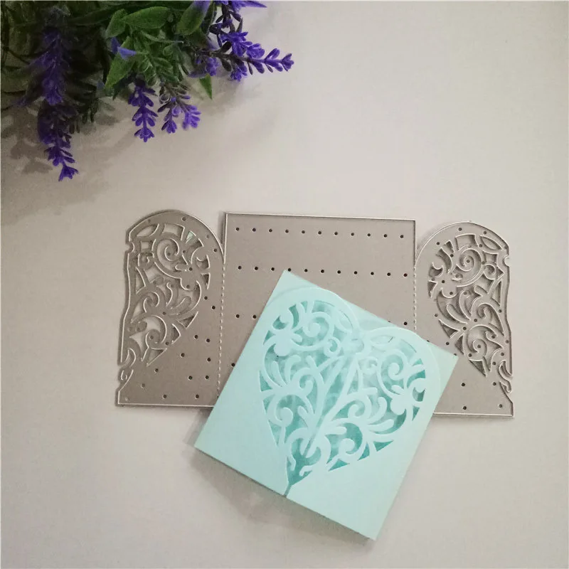 Полое сердце любовь карточка рамка металлические режущие штампы трафареты для DIY