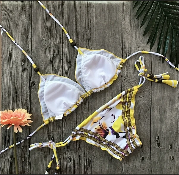 2019 сексуальные женские купальники Треугольные бикини набор Бандаж пуш ап