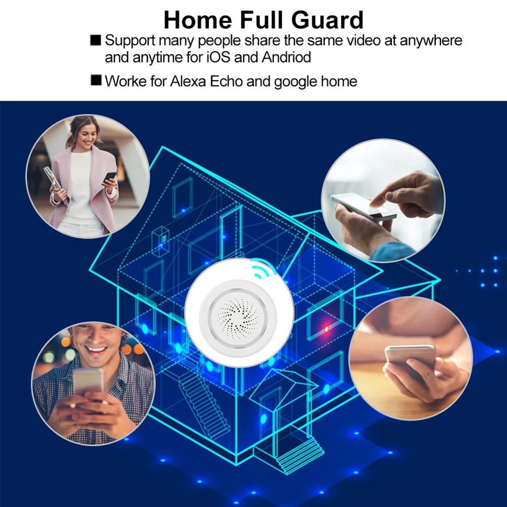 Умная Беспроводная сирена с USB датчиком и приложением для Push уведомлений