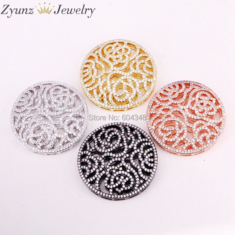 4 шт. ZYZ325-9527 кубический цирконий CZ Micro Pave большой круглый Multi Strand Ссылка Разъем Кулон