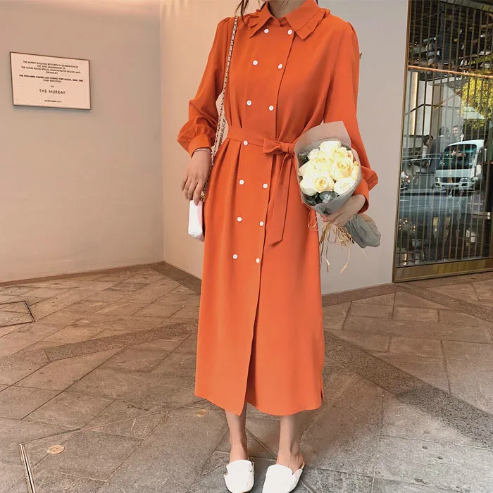 Женское двубортное платье LANMREM из шифона с поясом и модель YG940|Женские платья| |