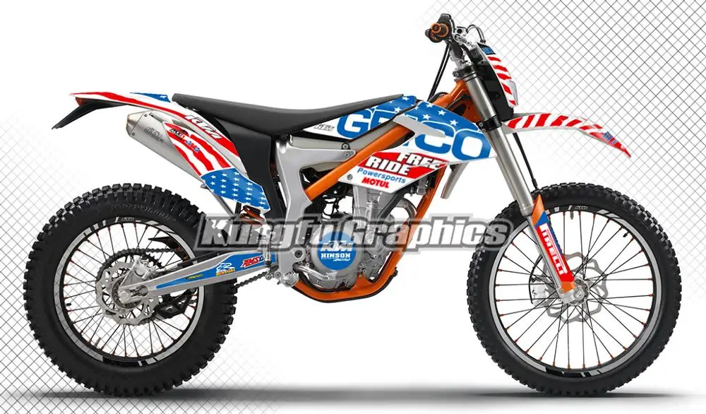 KUNGFU графика грязи велосипед наклейки на заказ мотоцикл Набор клей для KTM Freeride 250R