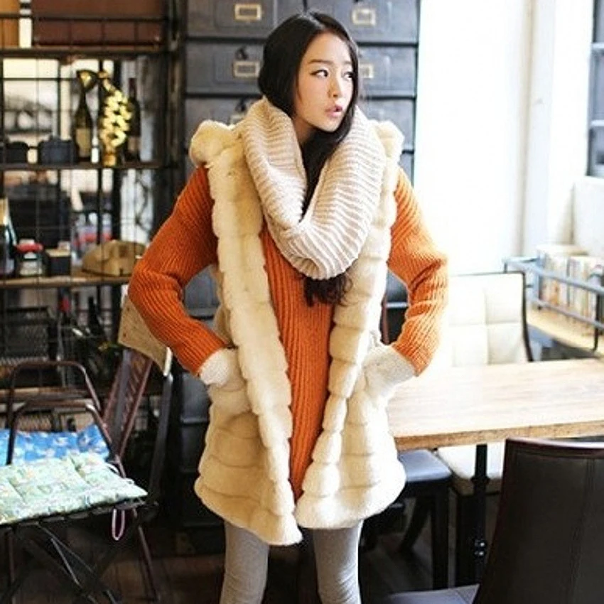 Новый длинный женский жилет с капюшоном утепленная плюшевая зимняя куртка
