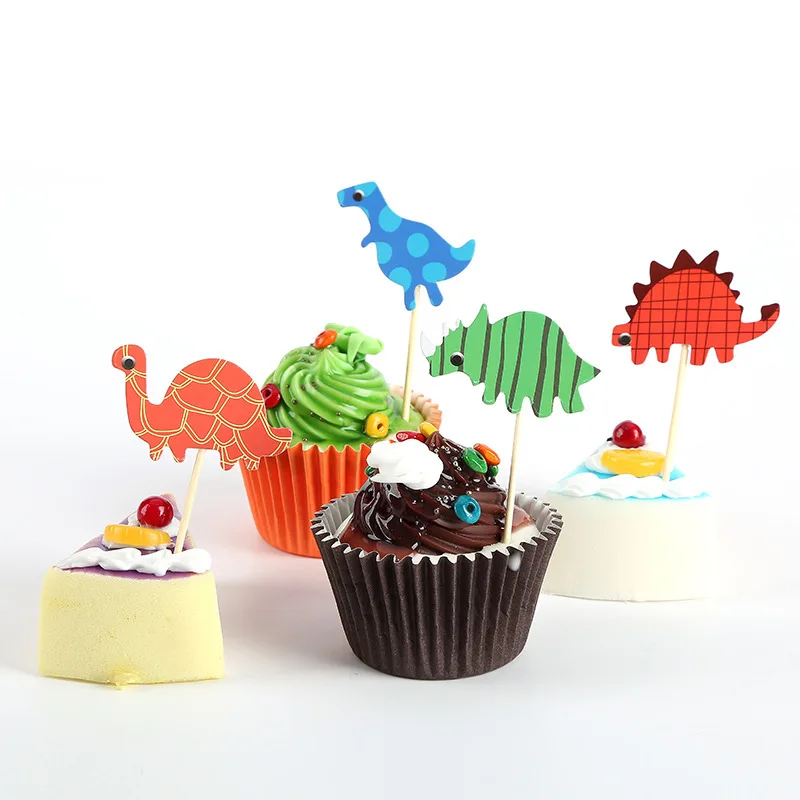 Комплект из 4 предметов мультфильм динозавра украшения для кексов День рождения