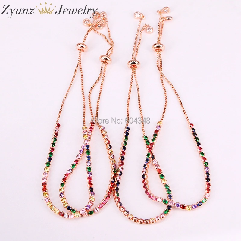10 шт. ZYZ333-6216 смешанный цвет покрытый Iced Out микро Pave CZ камень цвет яркая теннисная цепочка браслет для мужчин и женщин Подарки
