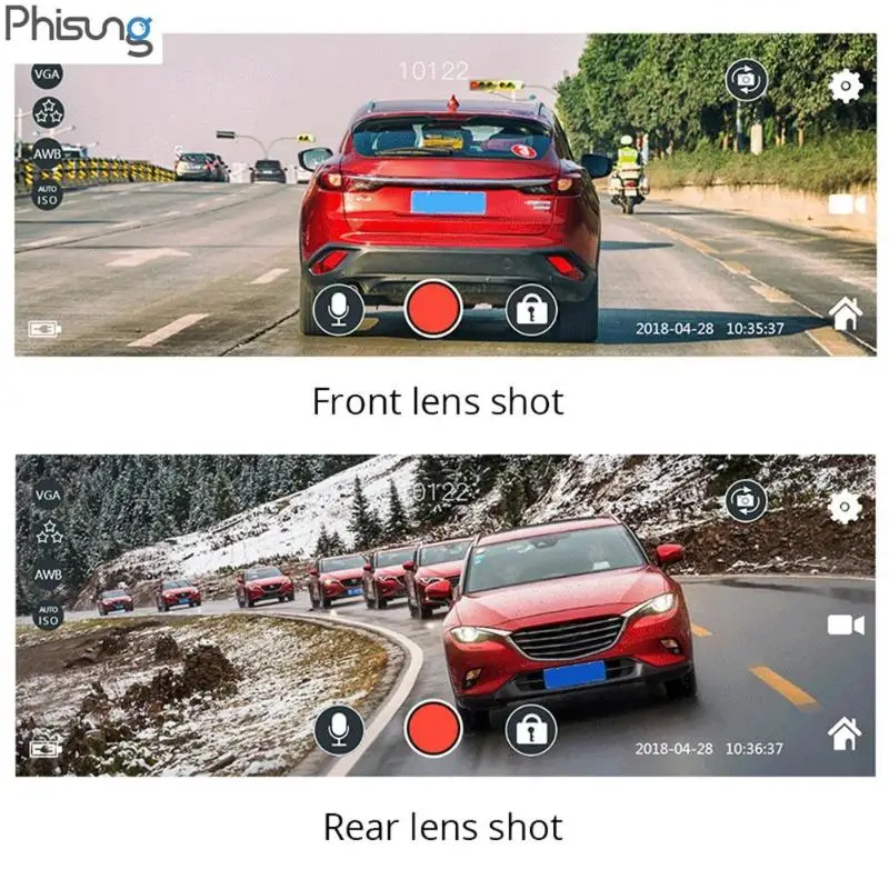 Phisung G900 9.35in FHD 1080P двойной объектив Автомобильный видеорегистратор Автомобильная