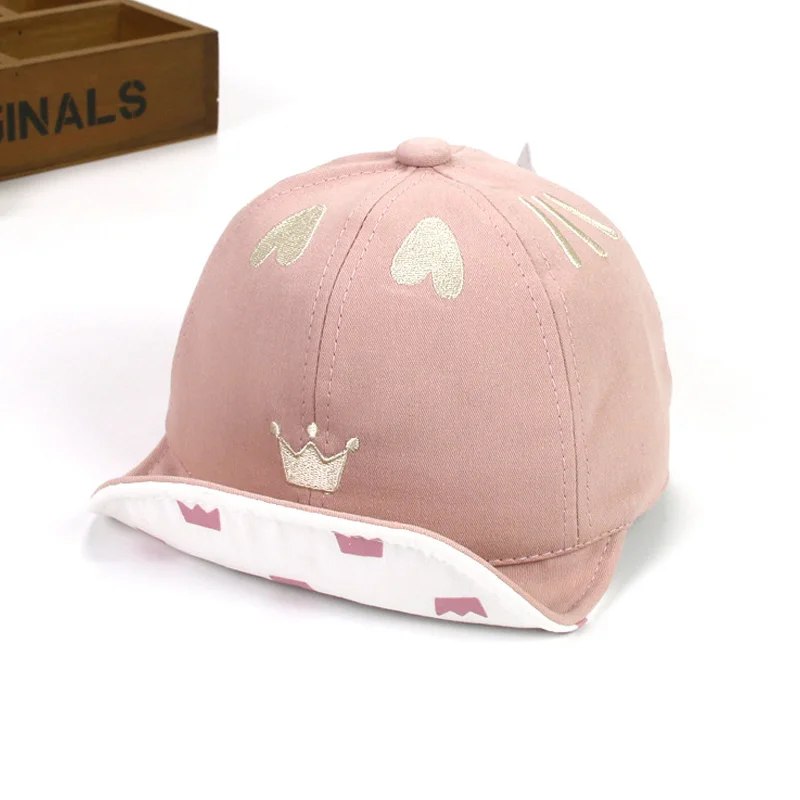 Cute Crown Baby Hats Baby Boy Girl Crown Heart New Sunhat Cute Cotton Flat Adjustable Baseball Toddler Accessories Soft Hats