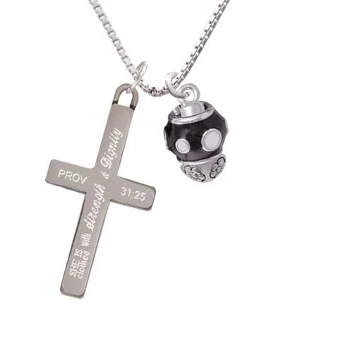 White Dots on Black Spinners - Strength and Dignity Cross Necklace | Украшения и аксессуары