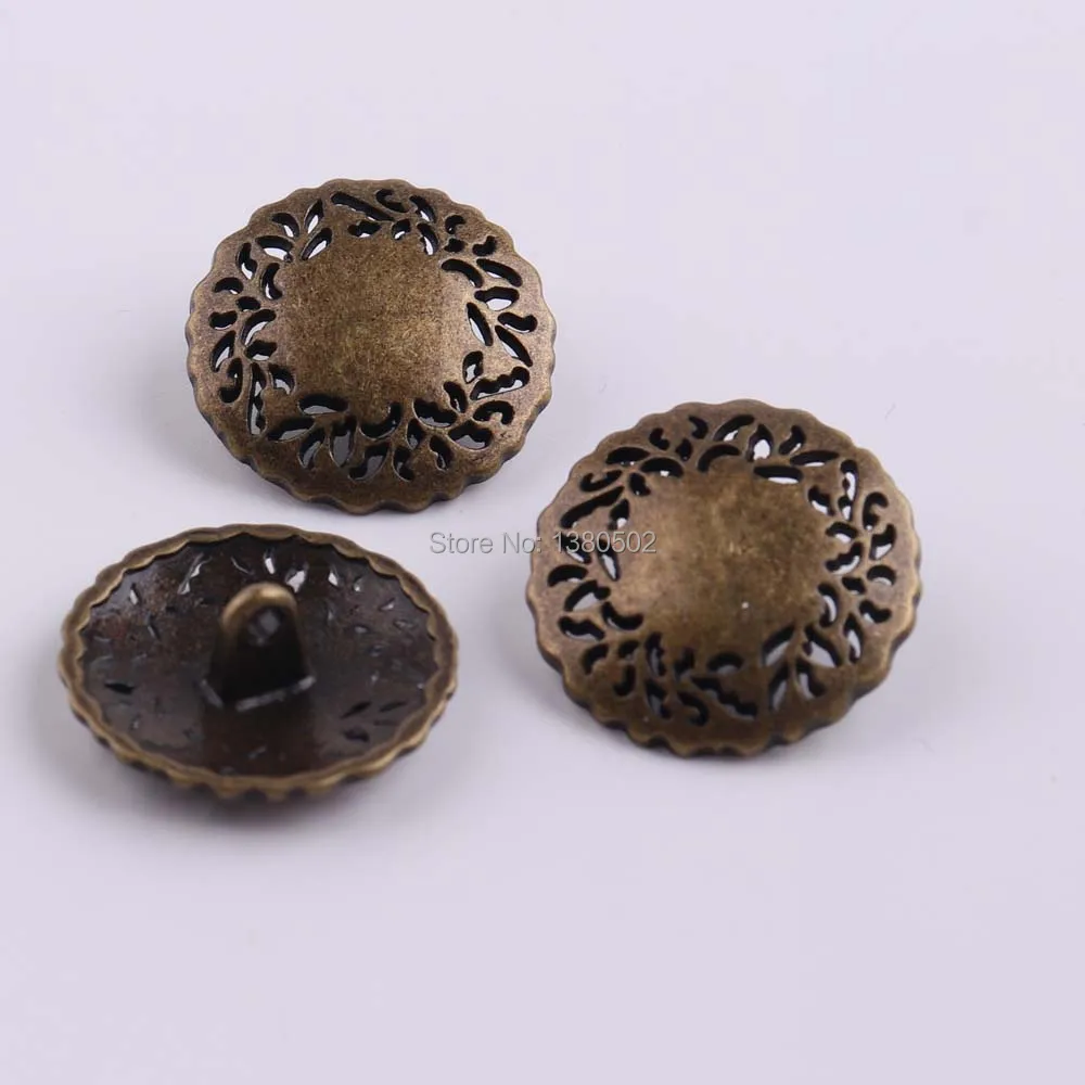 

10PCS/lot 20mm Bronze Color Round Shape one hole hollow Button Metal Sewing Accessories Decoration