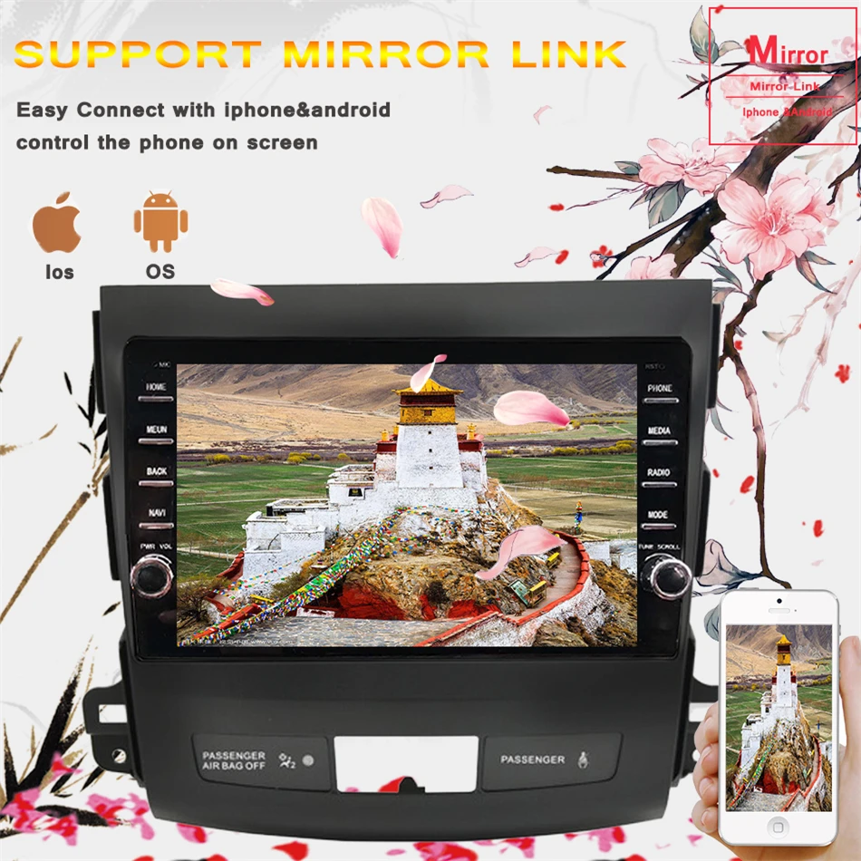 8 ядер &quotAndroid 10 0 автомобильный dvd радио GPS навигация Мультимедиа для Mitsubishi Outlander 2006