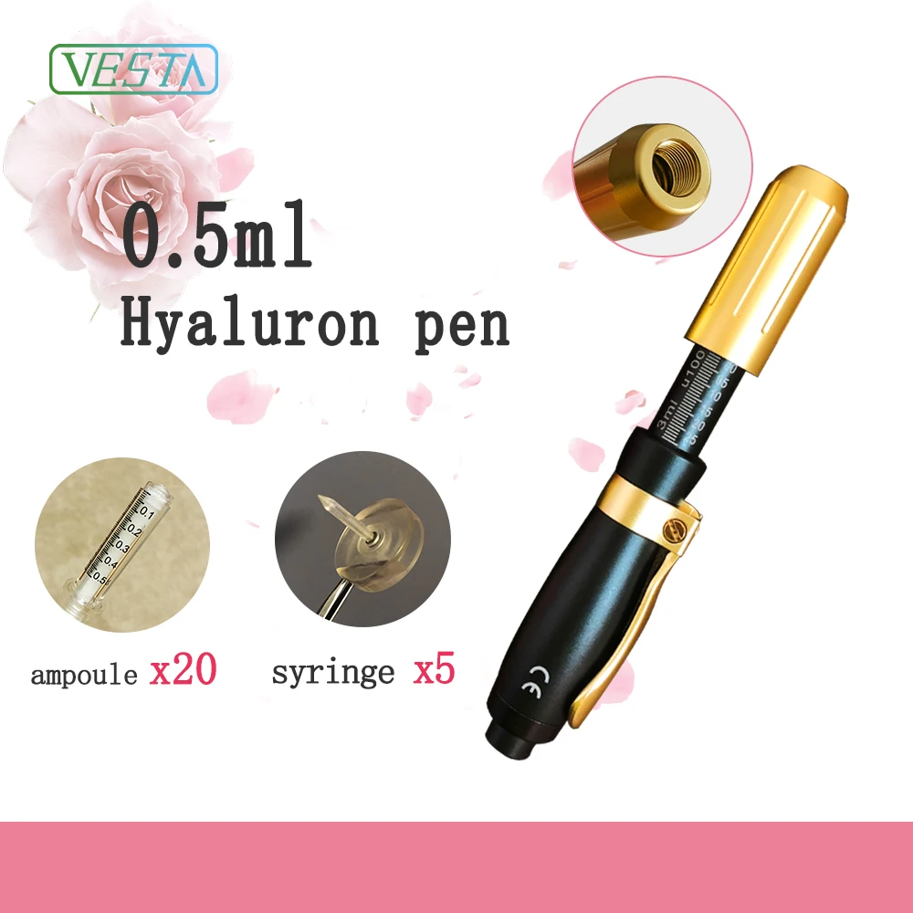 2019 Vesta Высокое качество Черный Золотой гиалурон ручка иглы свободного давления воздуха 0 5 инжектор