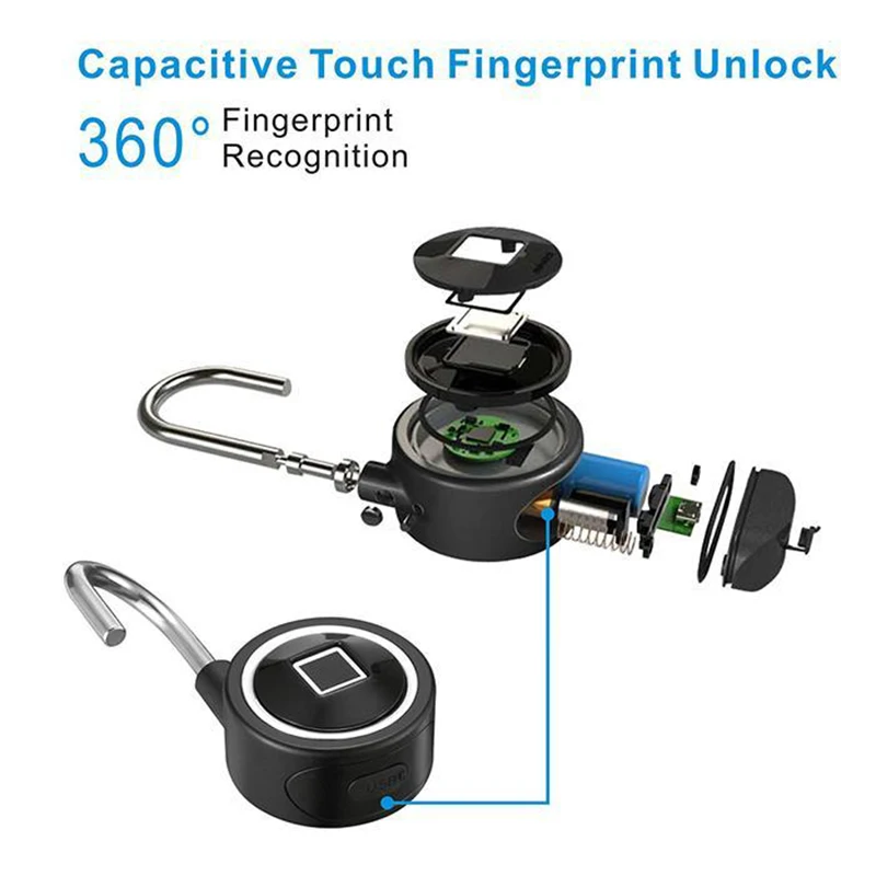 Waterproof Keyless Portable Bluetooth Smart Fingerprint Lock Padlock Anti-Theft Ios Android App Control Door Cabinet | Безопасность и