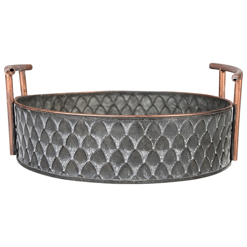 European Handcrafted Round Antique Decorative Trays With Handles Retro Desk Kitchen Storage Organizer For Home Decor | Дом и сад