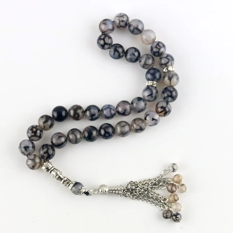 

Black Line Road Agate Beads Turkish Islamic Rosary Muslim Jewelry Tasbih Allah Creative Bracelet Ramadan Gift Free Shipping