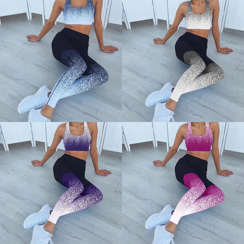 Комплект из 2 предметов для йоги Женская Спортивная одежда фитнеса Леггинсы с