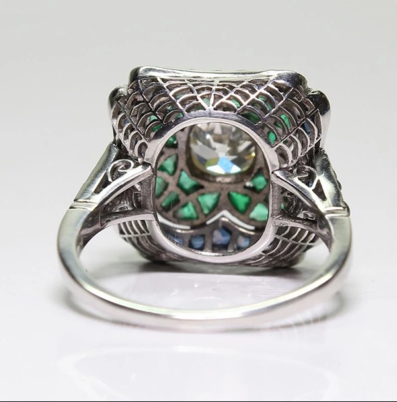 Vintage Green Blue Zircon Ring for men Huge Jewelry Woman Wedding Engagement Gift Sz 6-10 | Украшения и аксессуары