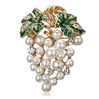 summer crystal pearl grape flower brooches for women cute luxury bouquet brooch pin fashion jewelry elegant wedding accessories