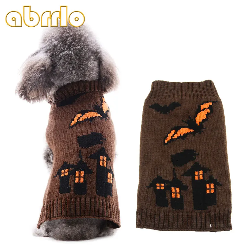 Abrlo/свитер с узором на Хэллоуин зимняя одежда для собак джемпер домашних животных