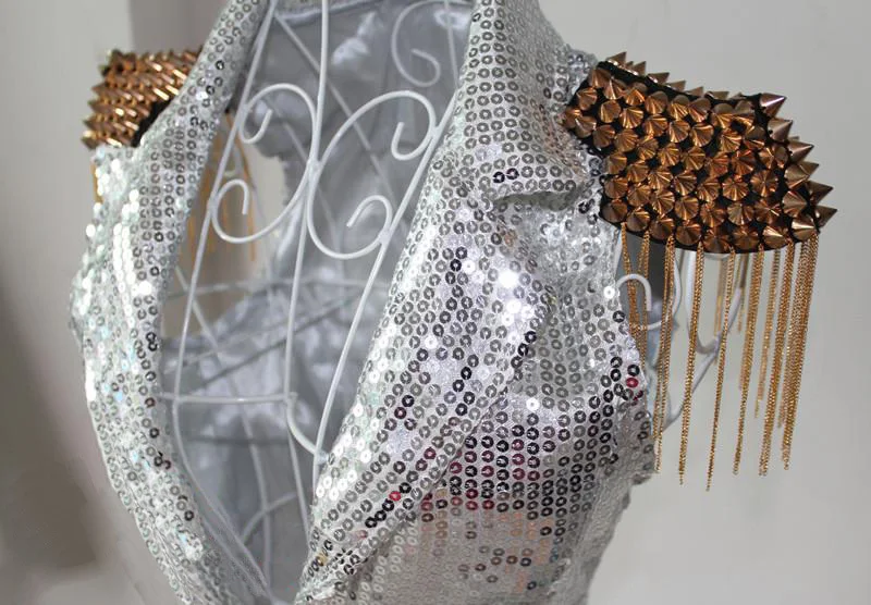 Songyuexia костюм в стиле хип-хоп для джазовых танцев с заклепками бахромой и