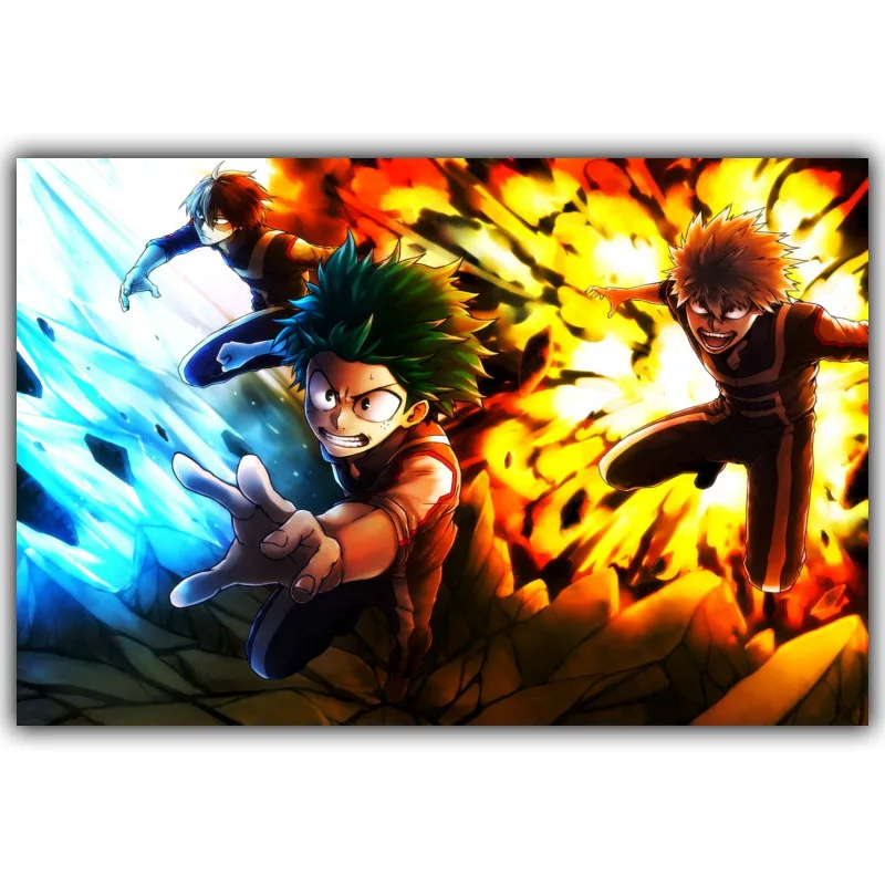 Boku no Hero academic Шелковый плакат с принтом для мальчиков и девочек декорированные