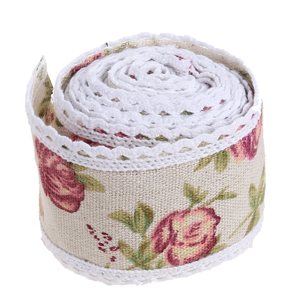 

1M Jute Hessian Burlap Roll Flower Ribbon with Lace Rustic Vintage Belt Strap DIY Wedding Party Ribbon Cake Decoration