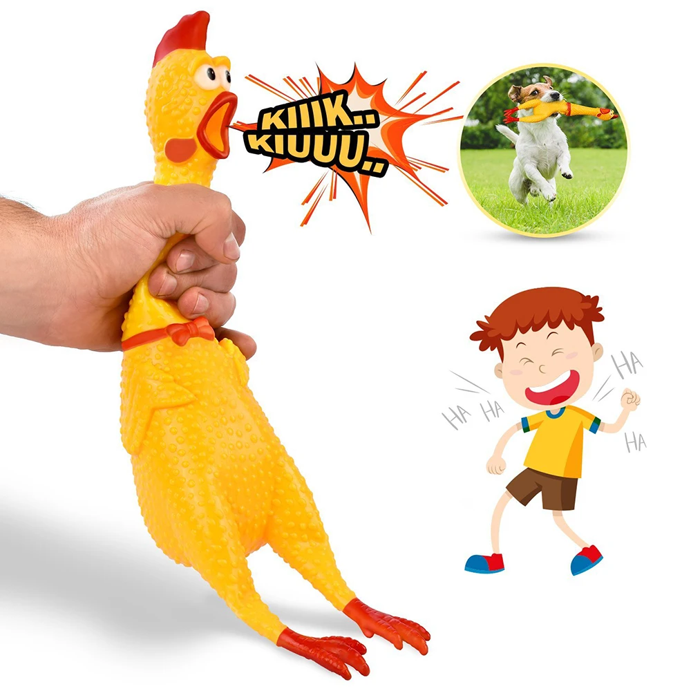 

17CM Mini Screaming Rubber Chicken Squeak Toy Funny Squeeze Sound Toy Kids Antistress Shrilling Chickens Gags Practical Jokes