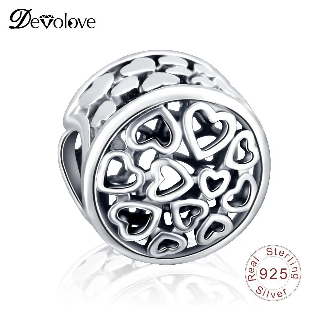 Devolove новые сердца для влюбленных Шарм бисера Fit Pandora браслет из стерлингового