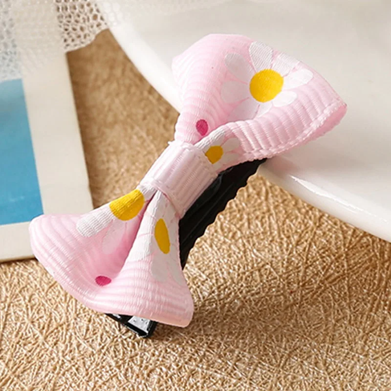 Новинка 1 шт. детские заколки для волос в горошек с цветочным бантом яркие цвета