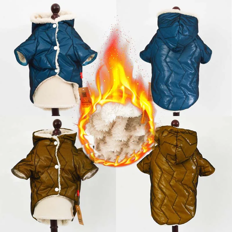 Winter Dog Clothes Luxury Coat For Small Dogs Warm Windproof Pet Parka Fleece Lined Puppy Jacket 10A | Дом и сад