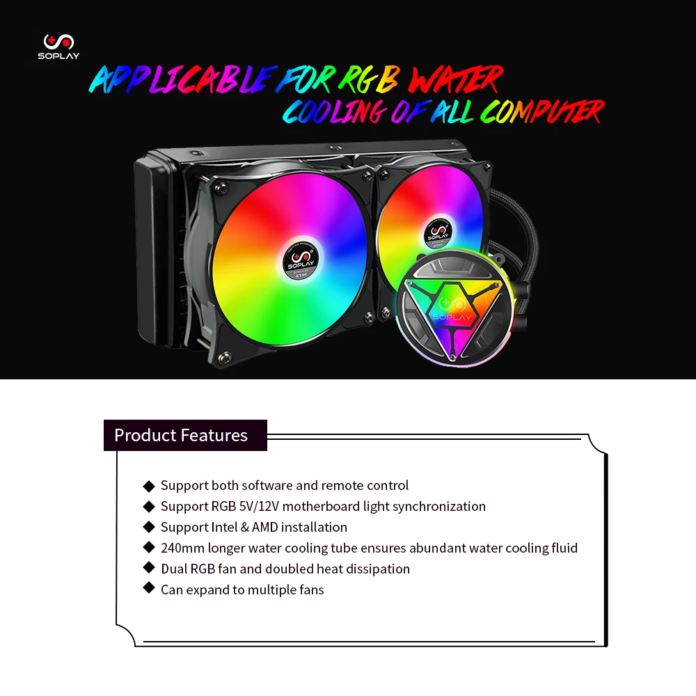 Кулер для охлаждения воды SOPLAY кулер процессора RGB бесшумный радиатор из чистой