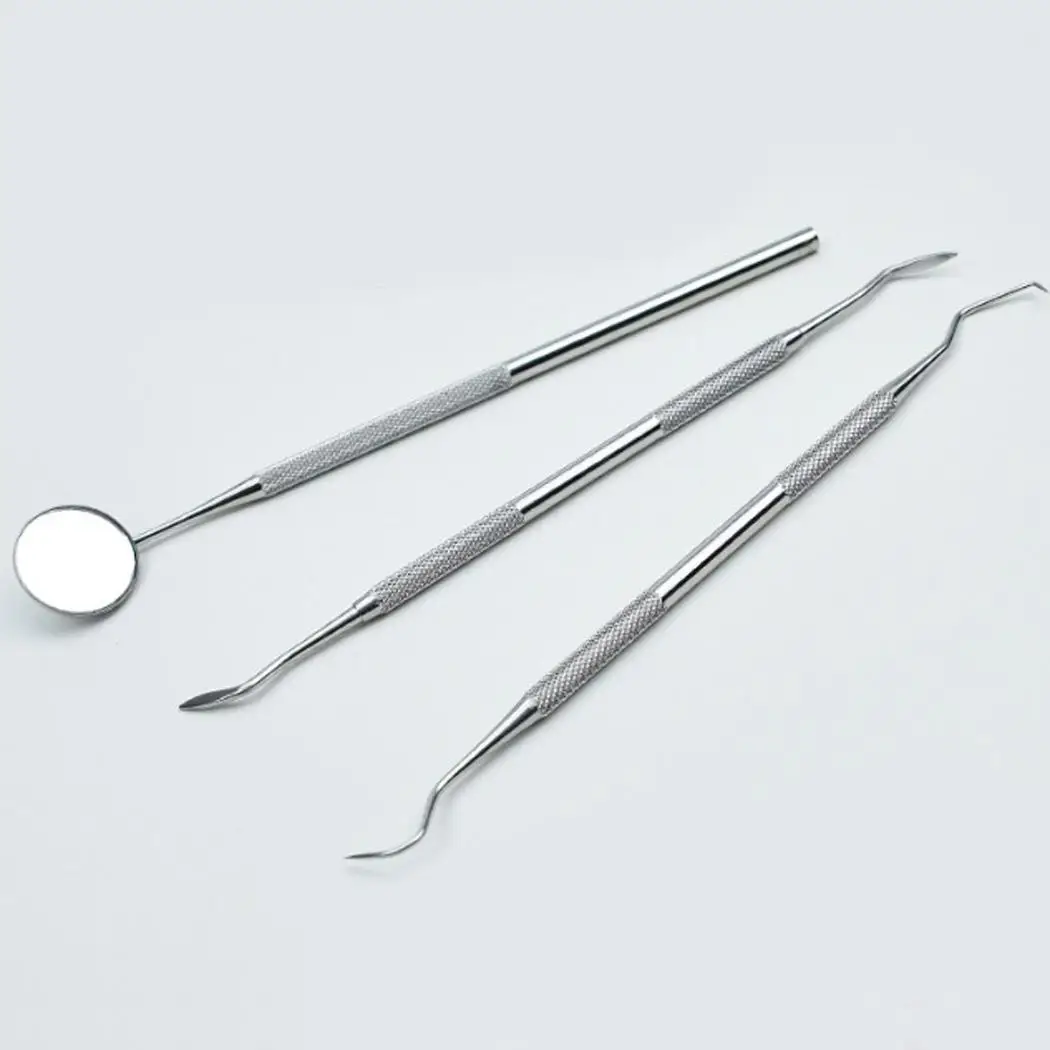 3PCS Dentist Teeth Clean Explorer Probe China Hook Pick Mouth Guard Mirror Dental Tool Casual Silver | Красота и здоровье