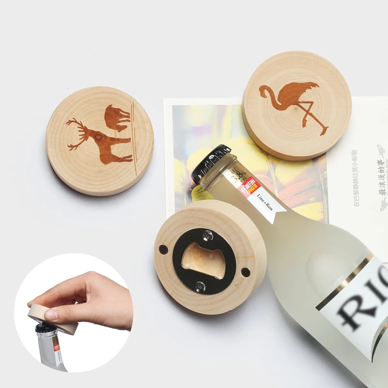 Деревянный магнит на холодильник открывалка для пивных бутылок деревянная
