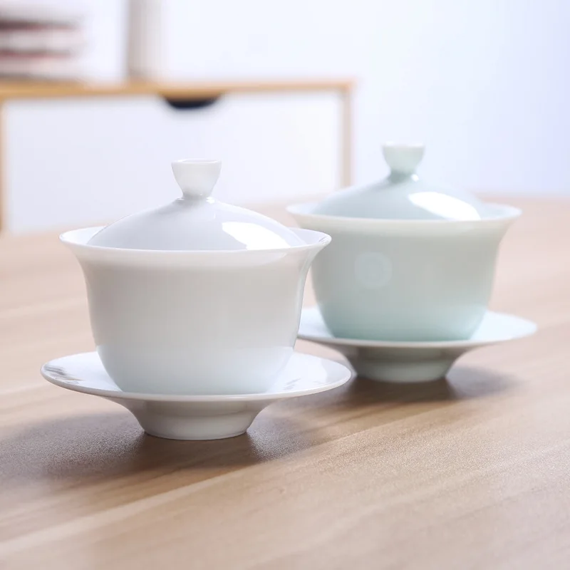 Семейный набор Gaiwan белый фарфоровый чайный чашка чайная церемония керамика кунг