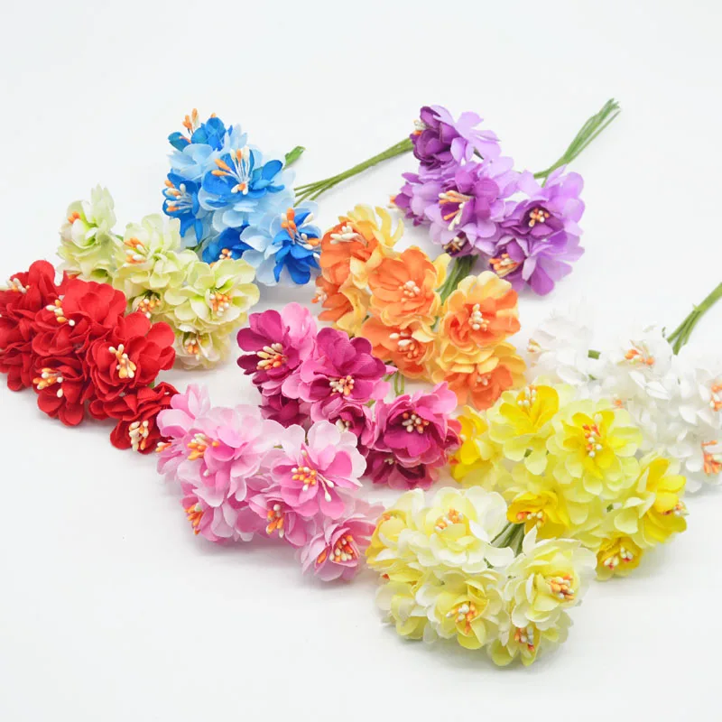 6 шт. искусственный Шелковый цветок 3 см Искусственный Букет маргариток Свадебные