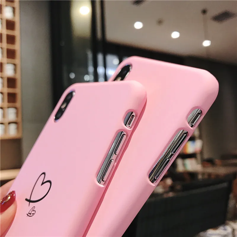 USLION Couples Love Heart Pattern чехол для телефона iPhone 6 6s 7 8 Plus Жесткий ПК простой с надписью X XS