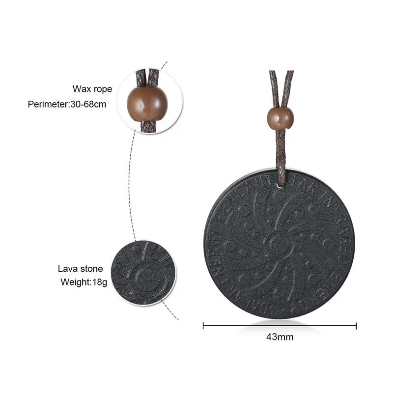 Mens' Necklace Scalar Energy Volcanic Lava Stone And Tourmaline Pendant Adjustable Brown Rope Chains Link | Украшения и