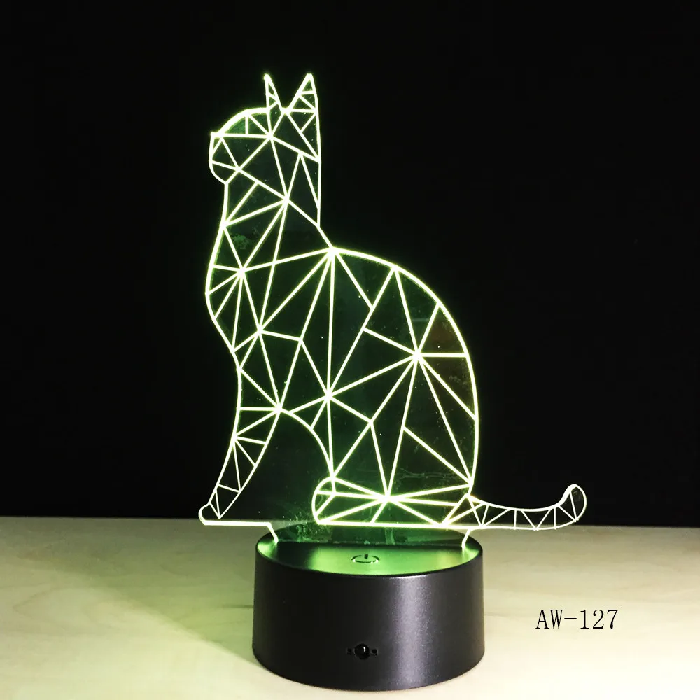 3D Benumbed Cat 7 цветов меняющийся светодиодный ночник Иллюзия настольная лампа
