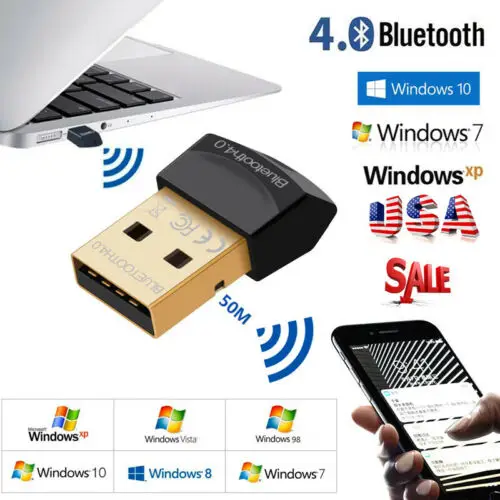 Мини USB Bluetooth CSR 4 0 адаптер ключ Windows 7 8 10 PC ноутбук Продавец США|Адаптеры и брелки