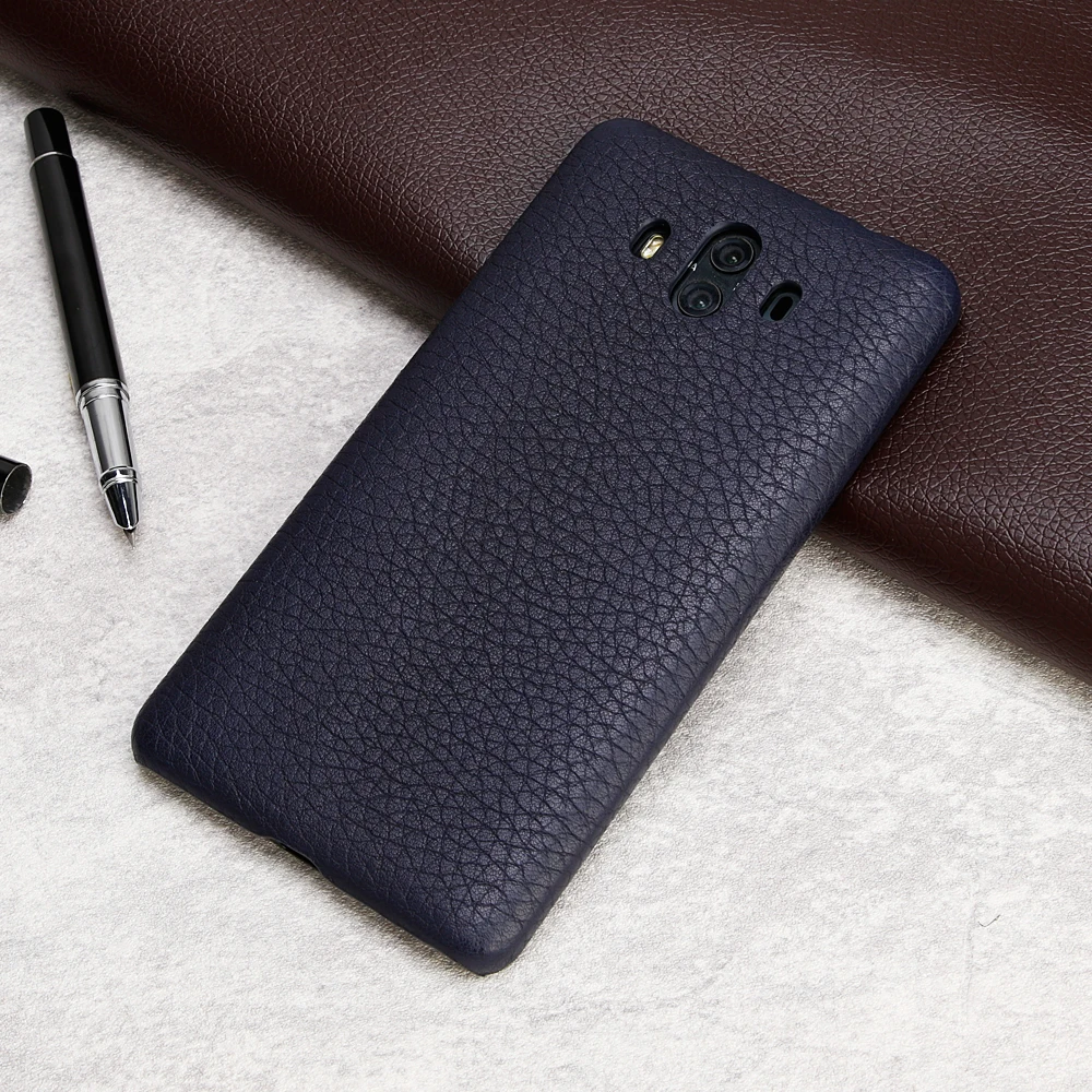 Hunreone Litchi Stripe Hight Quality Luxury Genuine Leather Case Cover For Huawei Mate 10 Pro 9 | Мобильные телефоны и