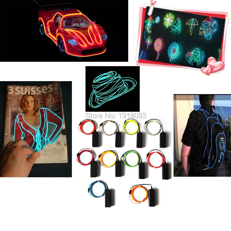 

Neon light Glowing DIY Decorative Material Flexible LED Strip Light EL Rope Tube 4 Meters 1.3mm EL Wire with 3V Steady on Contro