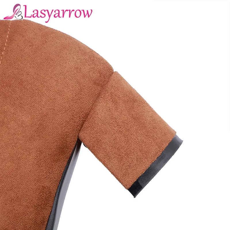 Lasyarrow/модные сапоги выше колена эластичные на высоком квадратном каблуке женские