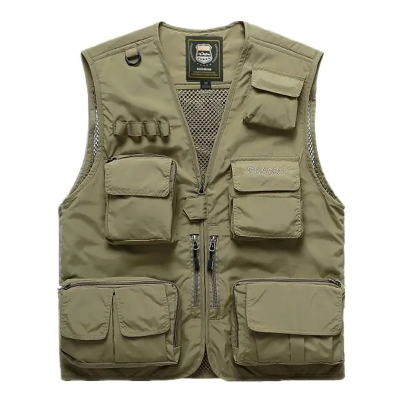 

Men's Fast-drying Mesh Fishing Vest Mutil-Pocket Removable Fishing Photographer Mesh Vest Outdoor Plus Size Fishing Vests M-4XL