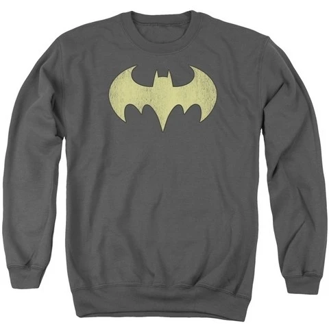 Trevco Dc-Batgirl Logo Distressed - Adult Crew Neck Sweatshirt Charcoal Small |
