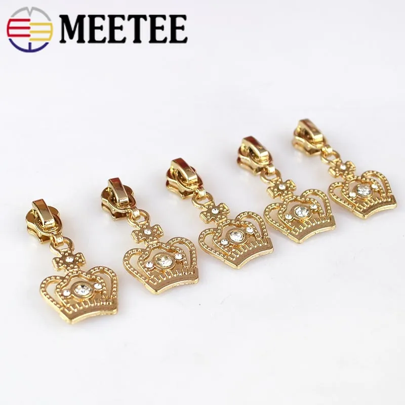 Meetee 5 шт. 3 # металлические ползунки для молнии со стразами металлической куртка